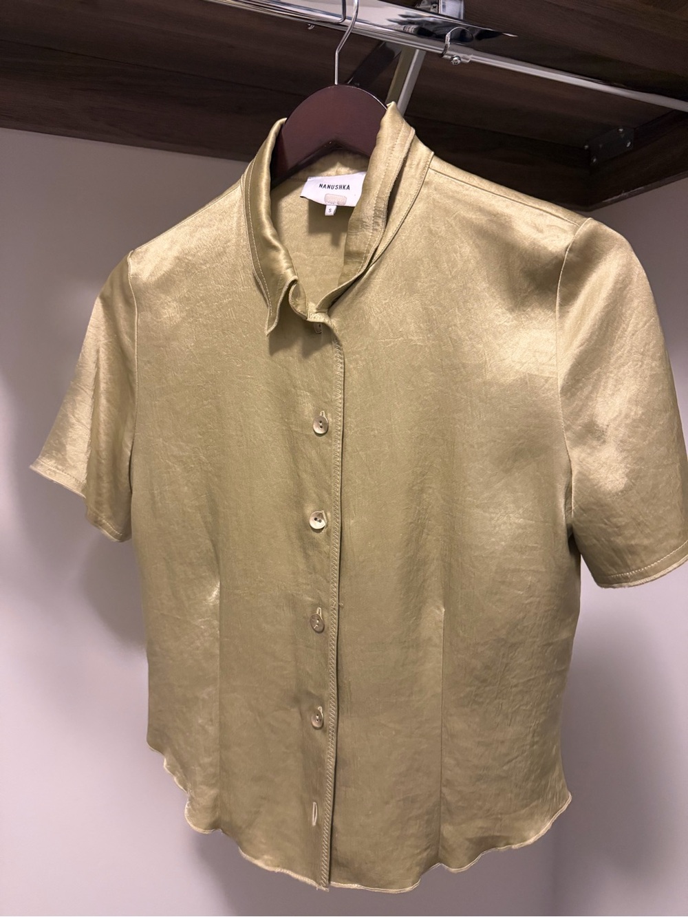 Nanushka Green Short-Sleeve Button-Down Shirt
